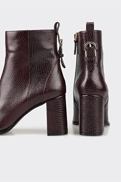 Elle Shoes Bordo Deri Kadın Klasik Bot