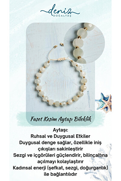 Deniz Doğal Taş Sertifikalı Faset Kesim Aytaşı Bileklik – Şefkat, Öz Sevgi Ve...