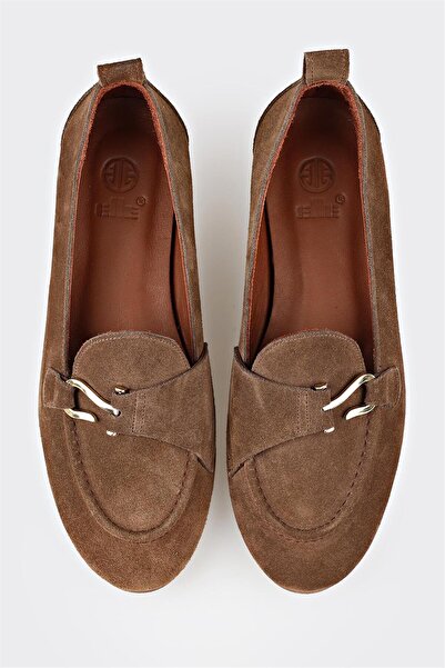 Elle Shoes Kahve Deri Kadın Loafer