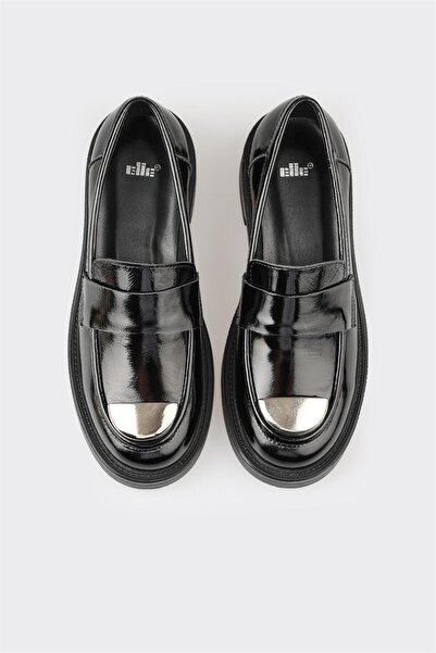 Elle Shoes Siyah Deri Kadın Loafer