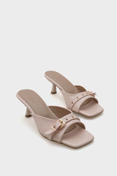 Capone Outfitters Millie Blunt Toe Medium Heeled Metal Buckle Women's Slippers