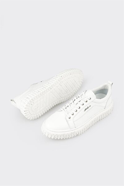 Elle Shoes Λευκά Δερμάτινα Ανδρικά Αθλητικά Παπούτσια