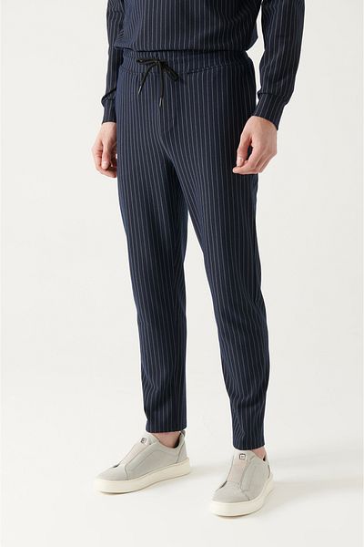 Avva Pantaloni de trening cu dungi bleumarin pentru bărbați A22y3438