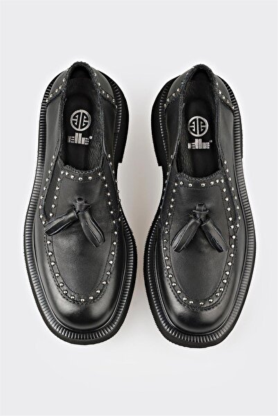 Elle Shoes Siyah Deri Kadın Günlük Ayakkabı