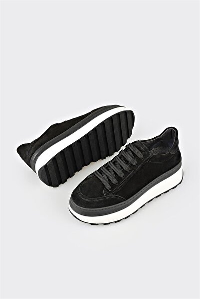 Elle Shoes Siyah Deri Kadın Spor Ayakkabı