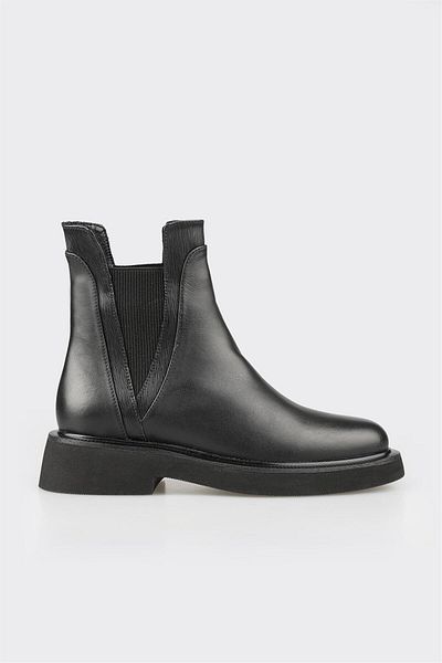 Elle Shoes Μαύρα Δερμάτινα Γυναικεία Casual Μποτάκια