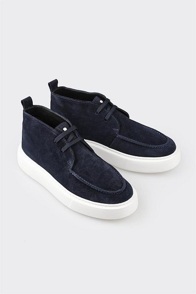 Elle Shoes Δερμάτινα ανδρικά αθλητικά μποτάκια Navy Blue
