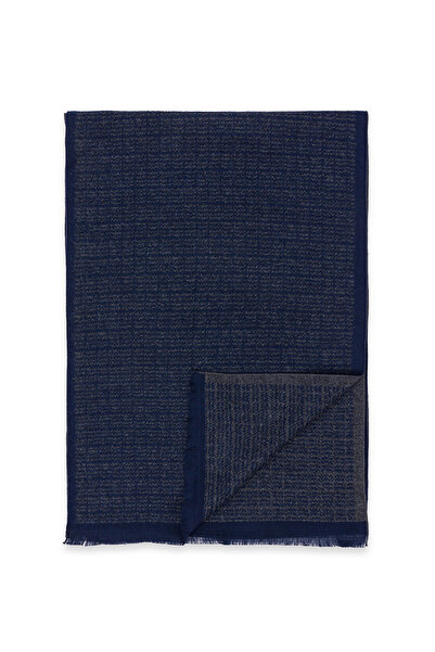 Avva Men's Dark Navy Blue Patterned Shawl A22Y9419