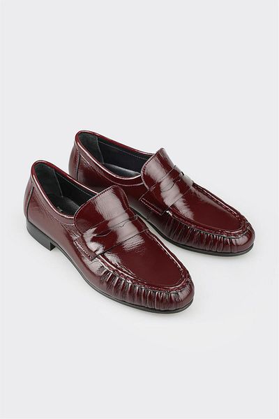 Elle Shoes Бордо кожени дамски ежедневни обувки