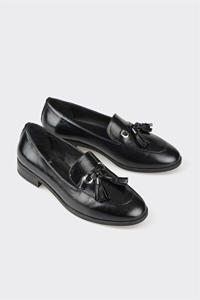 Elle Shoes Siyah Deri Kadın Günlük Ayakkabı