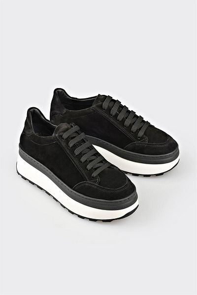 Elle Shoes Black Leather Women's Sports Shoes
