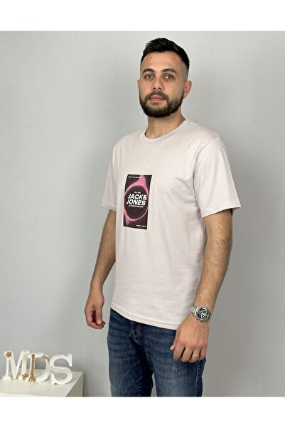 Jack & Jones Men's Logo Printed T-Shirt Marble Lilac