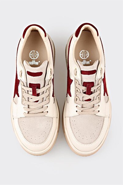 Elle Shoes Ecru Leather Women's Sports Shoes