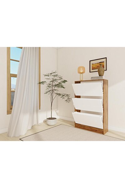 Masif Market Kisikoz Düşer Kapaklı Ayakkabılık Amalfi - Beyaz Renk