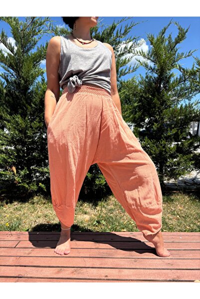 Bohoyasam Unisex Bohem Lastik Bel Pantolon, Rahat Pantolon, Yoga Pantolonu, Şalvar, Pamuklu Şalvar,