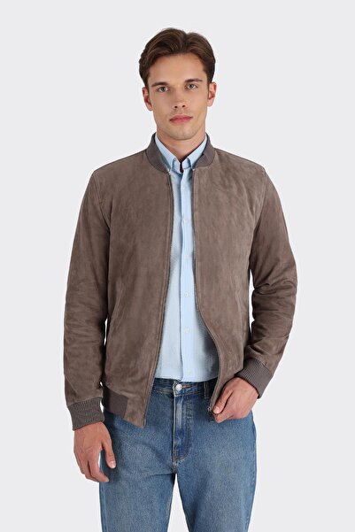 Elle Shoes Gri Erkek Deri Ceket