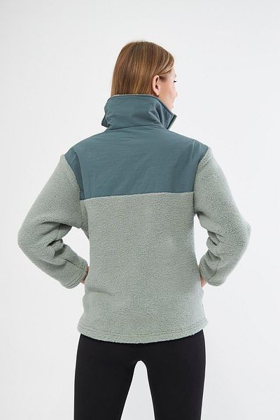 Chandraswear Green Hybrid Zippered Sherpa Cardigan - Auro