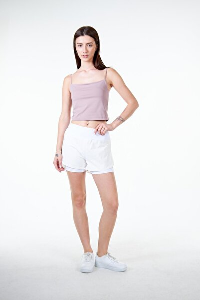 Chandraswear White Women's 2-Layer Sports Shorts with Leggings 2in1 - Lucia
