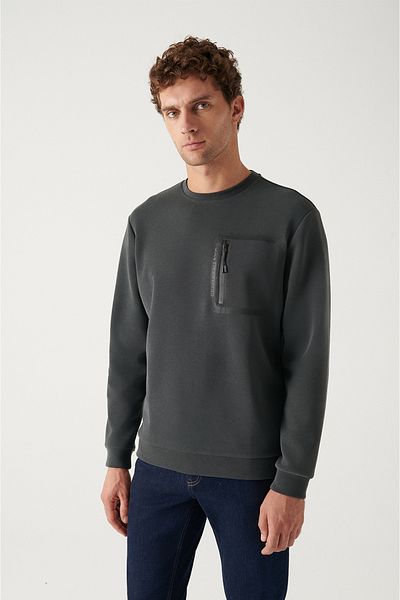 Avva Ανδρικό φούτερ Anthracite Crew Neck Soft Touch A22y1274