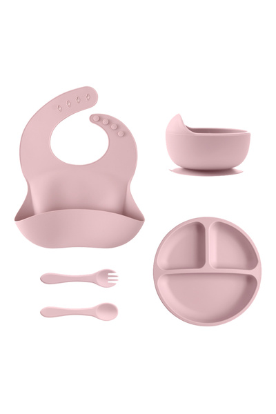 Choice مجموعة أدوات تغذية الأطفال من السيليكون A2، 5 قطع، طبق طعام دائري، وعا...