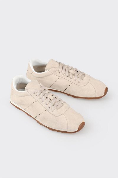 Elle Shoes Ecru Leather Women's Sports Shoes