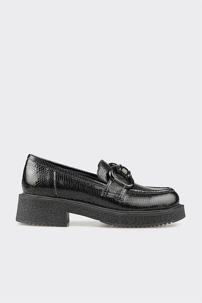 Elle Shoes Черни кожени дамски мокасини