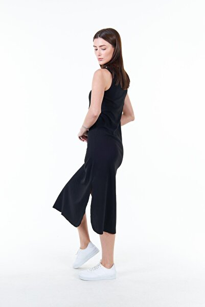 Chandraswear Barbara - Black Midi Long Dress with Slit Detail