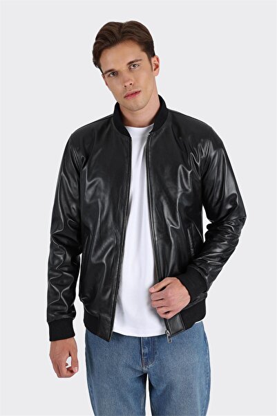 Elle Shoes Siyah Erkek Deri Ceket