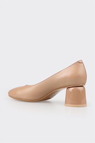 Elle Shoes Naturel Deri Kadın Topuklu Ayakkabı