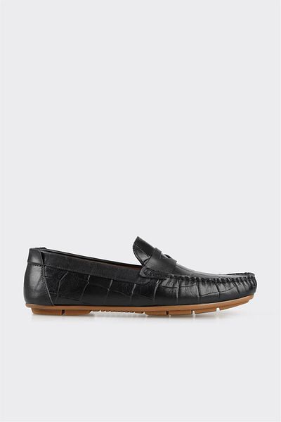 Elle Shoes Black Leather Men's Casual Shoes