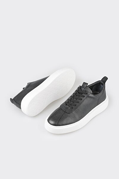 Elle Shoes Black Leather Men's Sports Shoes