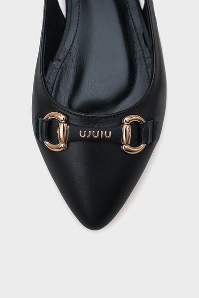 Capone Outfitters Balerini de damă Bobby din piele naturală cu vârf ascuțit și cataramă cu spatele deschis