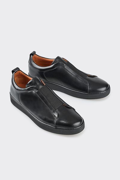Elle Shoes Black Leather Men's Casual Shoes