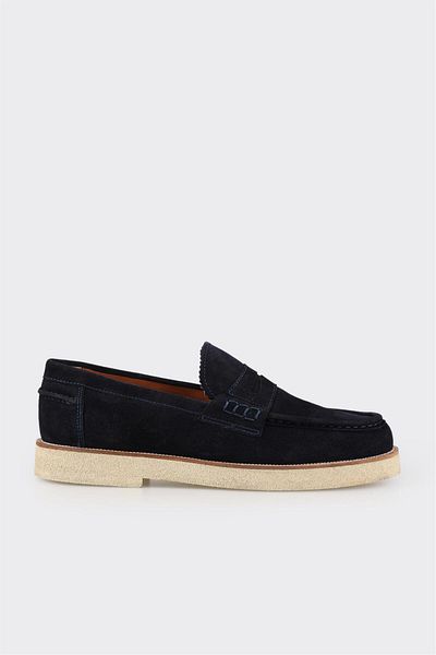Elle Shoes Navy Blue Leather Men's Loafer