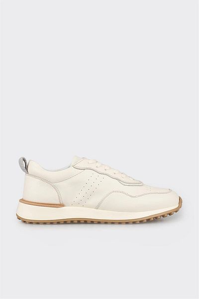 Elle Shoes Ecru Leather Men's Sneakers