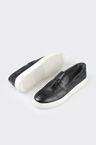 Elle Shoes Siyah Deri Erkek Loafer