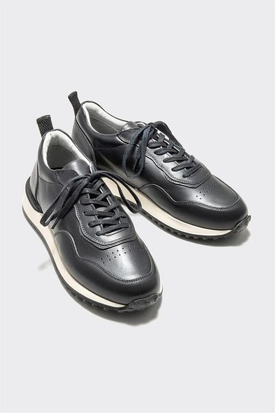 Elle Shoes Black Leather Men's Sports Shoes