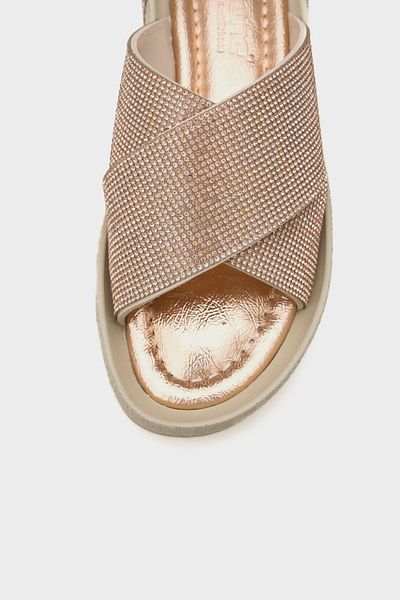 Capone Outfitters Maren Cross Stone Banded Stone Detailed Wedge Heel Women's Slippers
