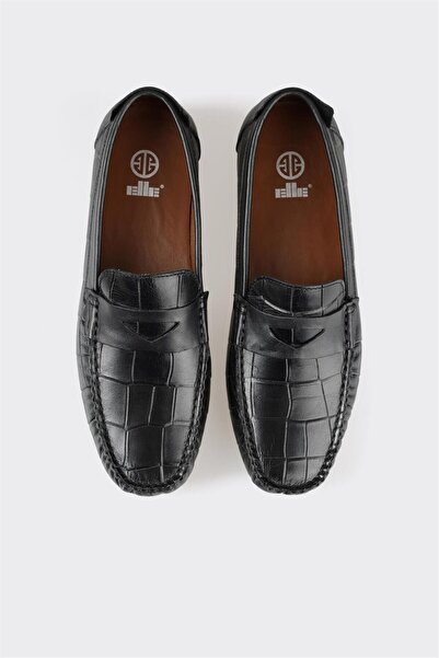 Elle Shoes Черни кожени мъжки ежедневни обувки