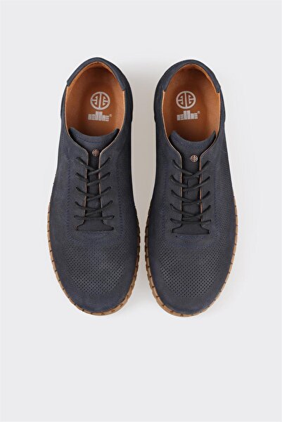 Elle Shoes Navy Blue Leather Men's Casual Shoes