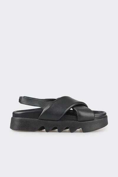 Elle Shoes Black Leather Women's Sports Sandals