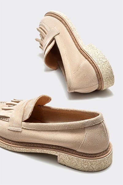 Elle Shoes Bej Deri Kadın Loafer