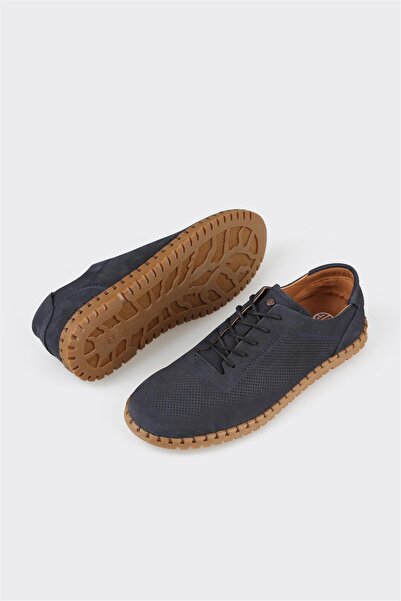 Elle Shoes Navy Blue Leather Men's Casual Shoes