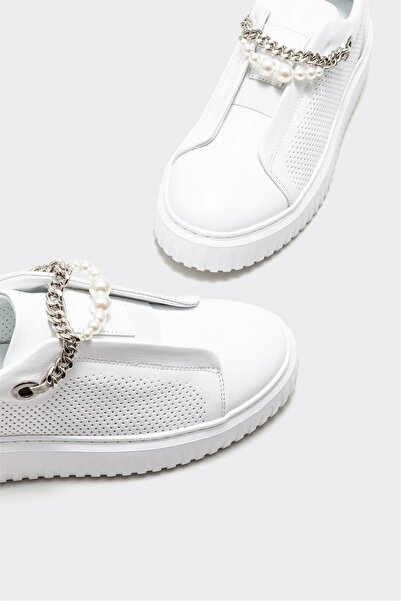 Elle Shoes White Leather Women's Sports Shoes