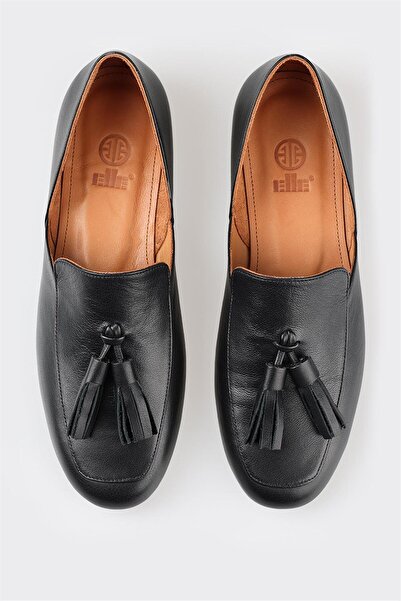 Elle Shoes Черни кожени дамски мокасини