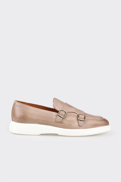 Elle Shoes Beige Leather Men's Casual Shoes