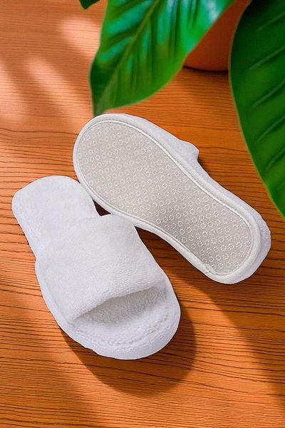 Ender Home Βελούδινες Παντόφλες Μπάνιου Home Hotel Maternity Slippers Αντιολισθητικές Παχιές Ανοιχτές Παντόφλες