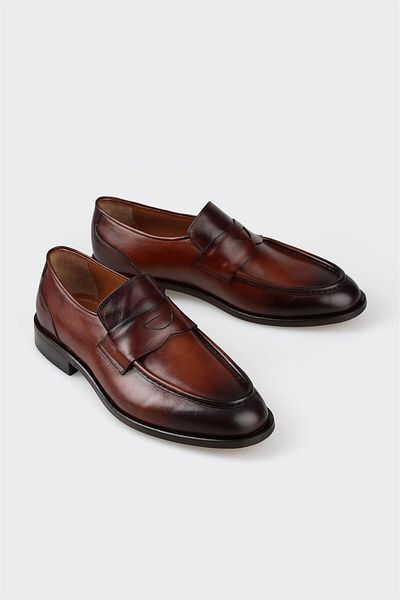 Elle Shoes Tan Leather Men's Loafer