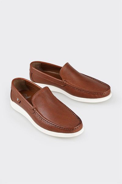 Elle Shoes Tan Leather Men's Casual Shoes