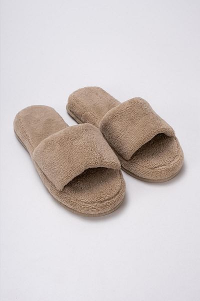 Ender Home Βελούδινες Παντόφλες Μπάνιου Home Hotel Maternity Slippers Αντιολισθητικές Παχιές Ανοιχτές Παντόφλες